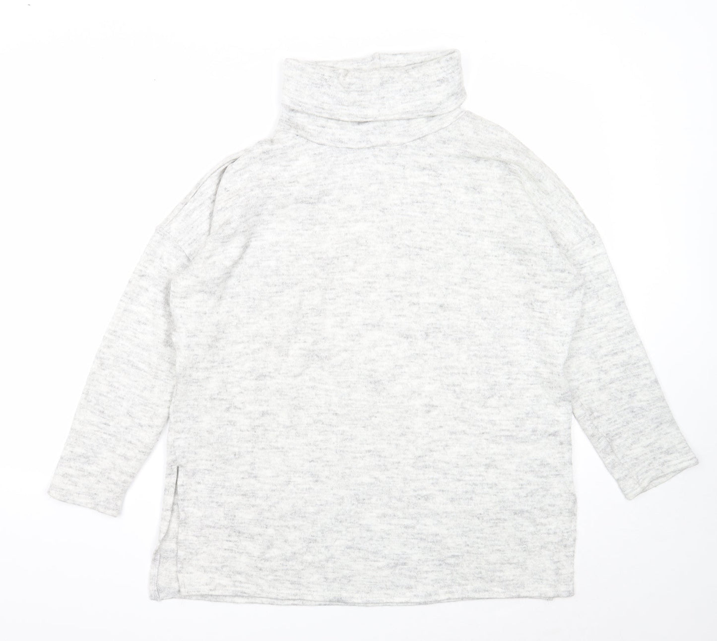 New Look Womens Grey Roll Neck Acrylic Pullover Jumper Size M