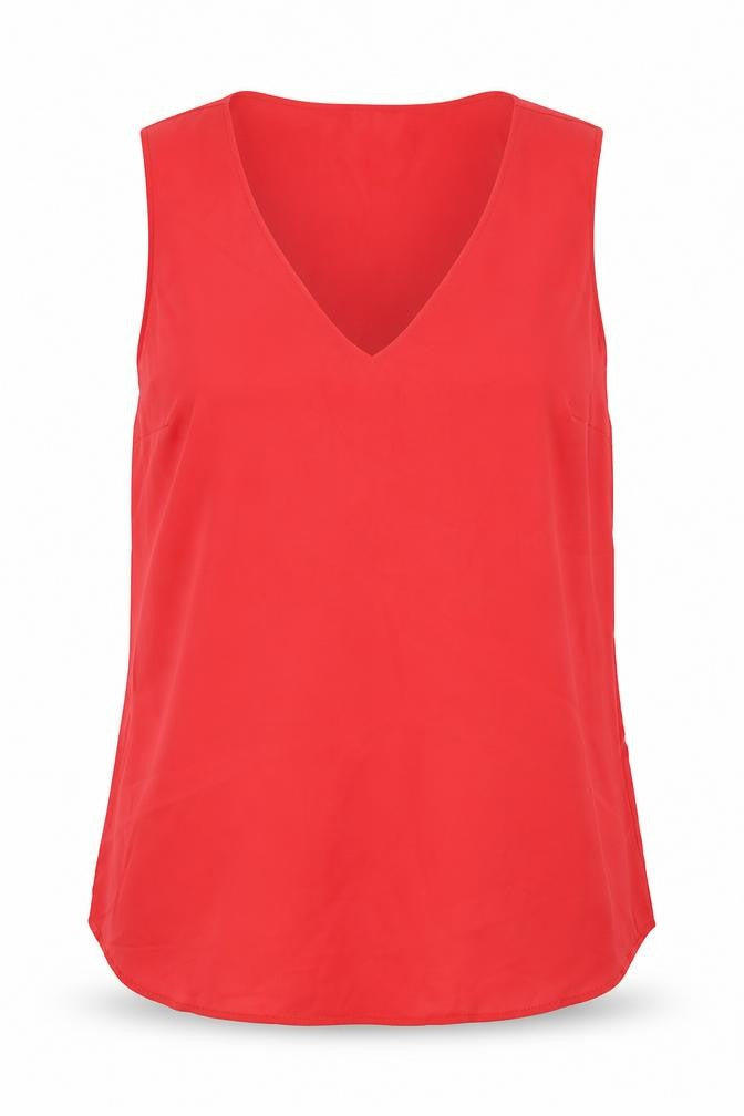Oasis Womens Red Polyester Basic Tank Size 10 V-Neck