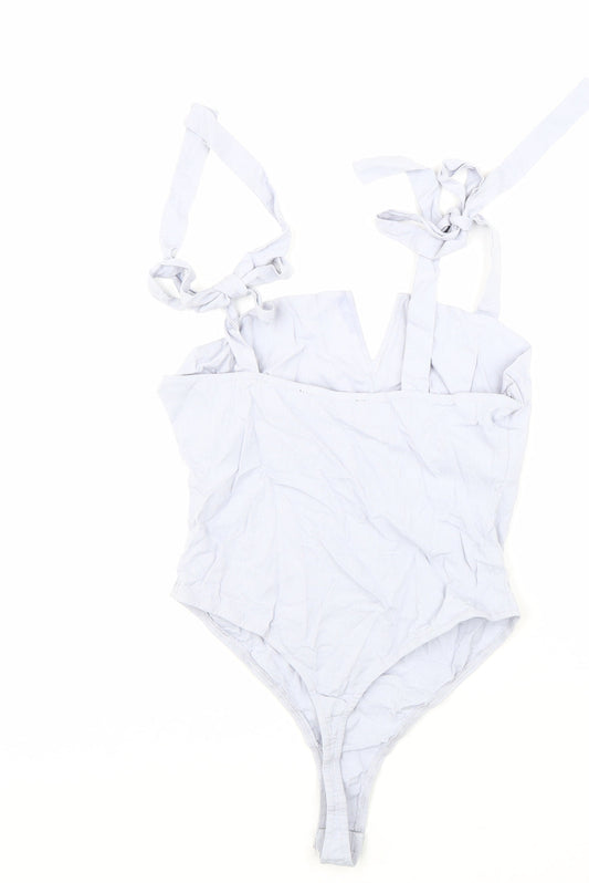 4SI3NNAI Womens Blue Viscose Blend Bodysuit One-Piece Size S Snap