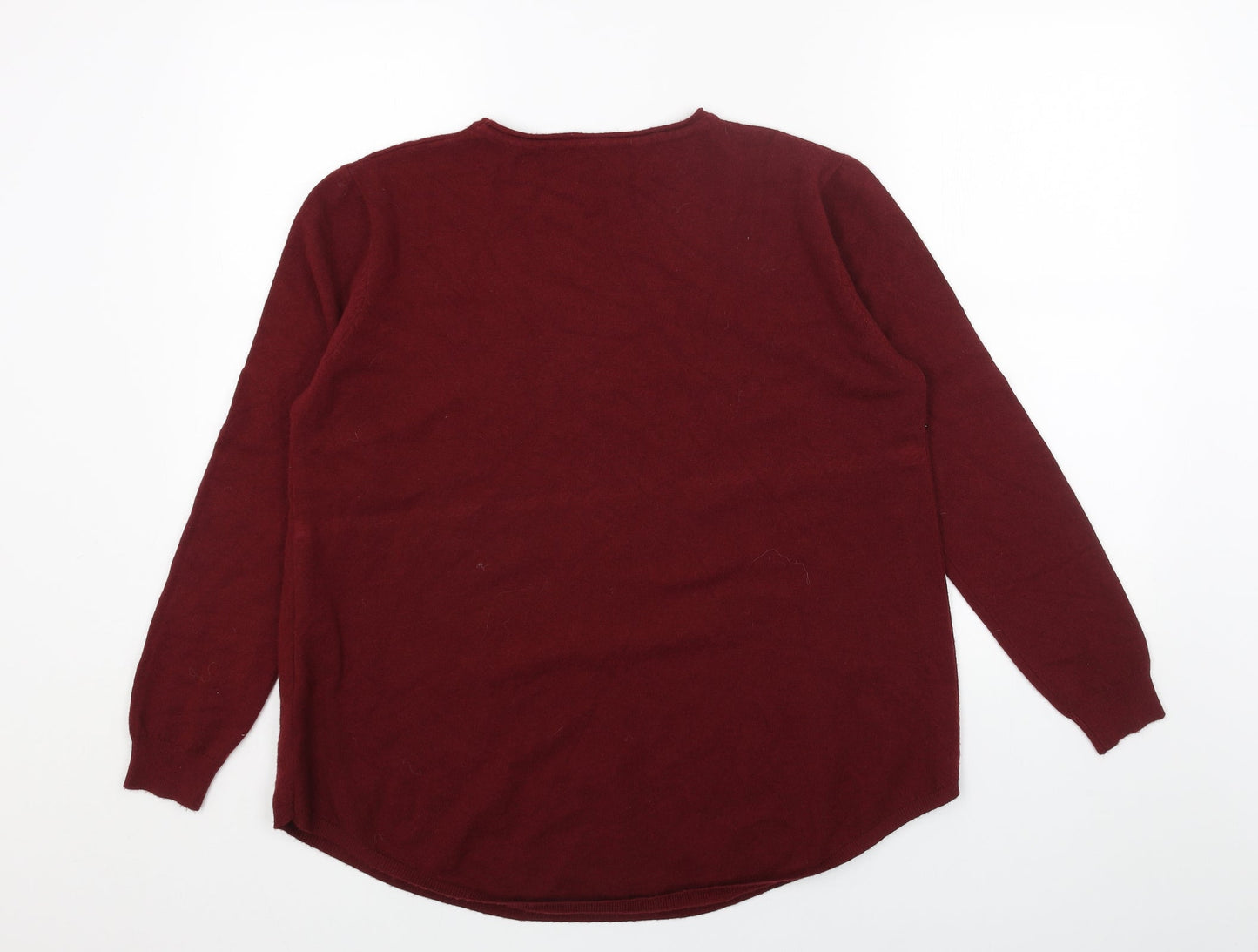 Preworn Womens Red Round Neck Viscose Pullover Jumper Size L