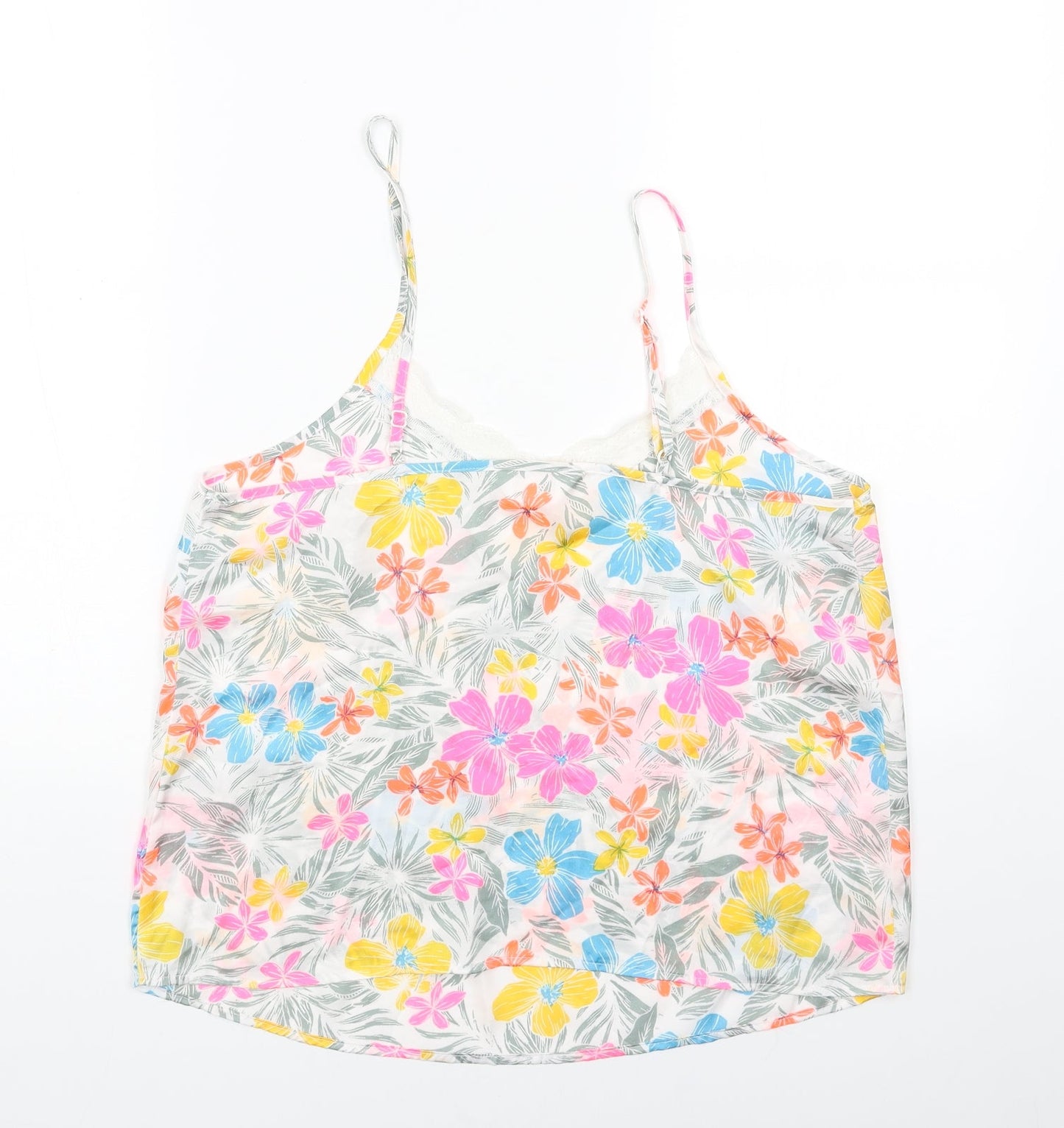 Preworn Womens Multicoloured Floral Polyester Basic Tank Size 10 V-Neck