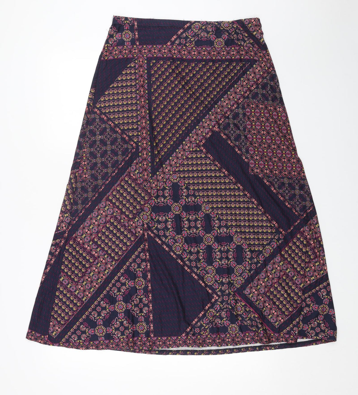 Preworn Womens Blue Geometric Polyester Swing Skirt Size 32