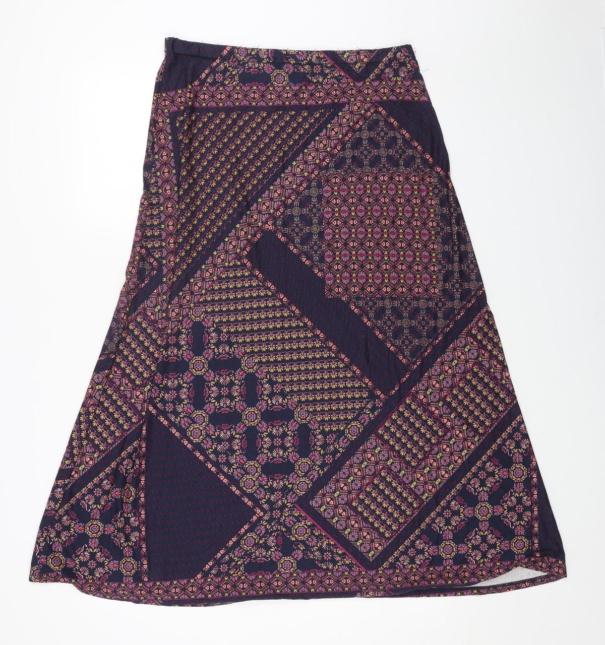 Preworn Womens Blue Geometric Polyester Swing Skirt Size 32