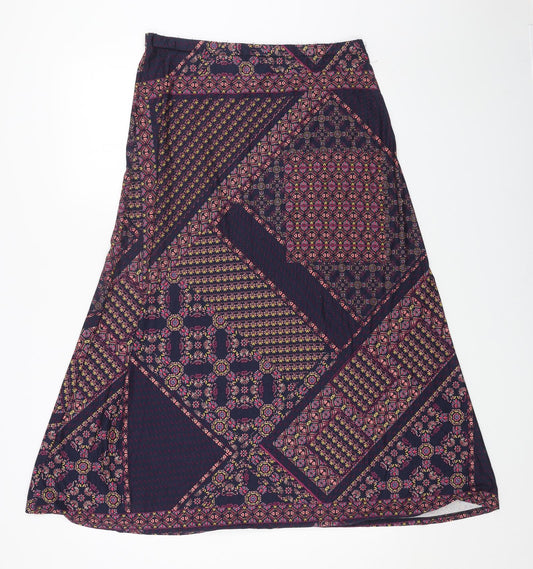 Preworn Womens Blue Geometric Polyester Swing Skirt Size 32