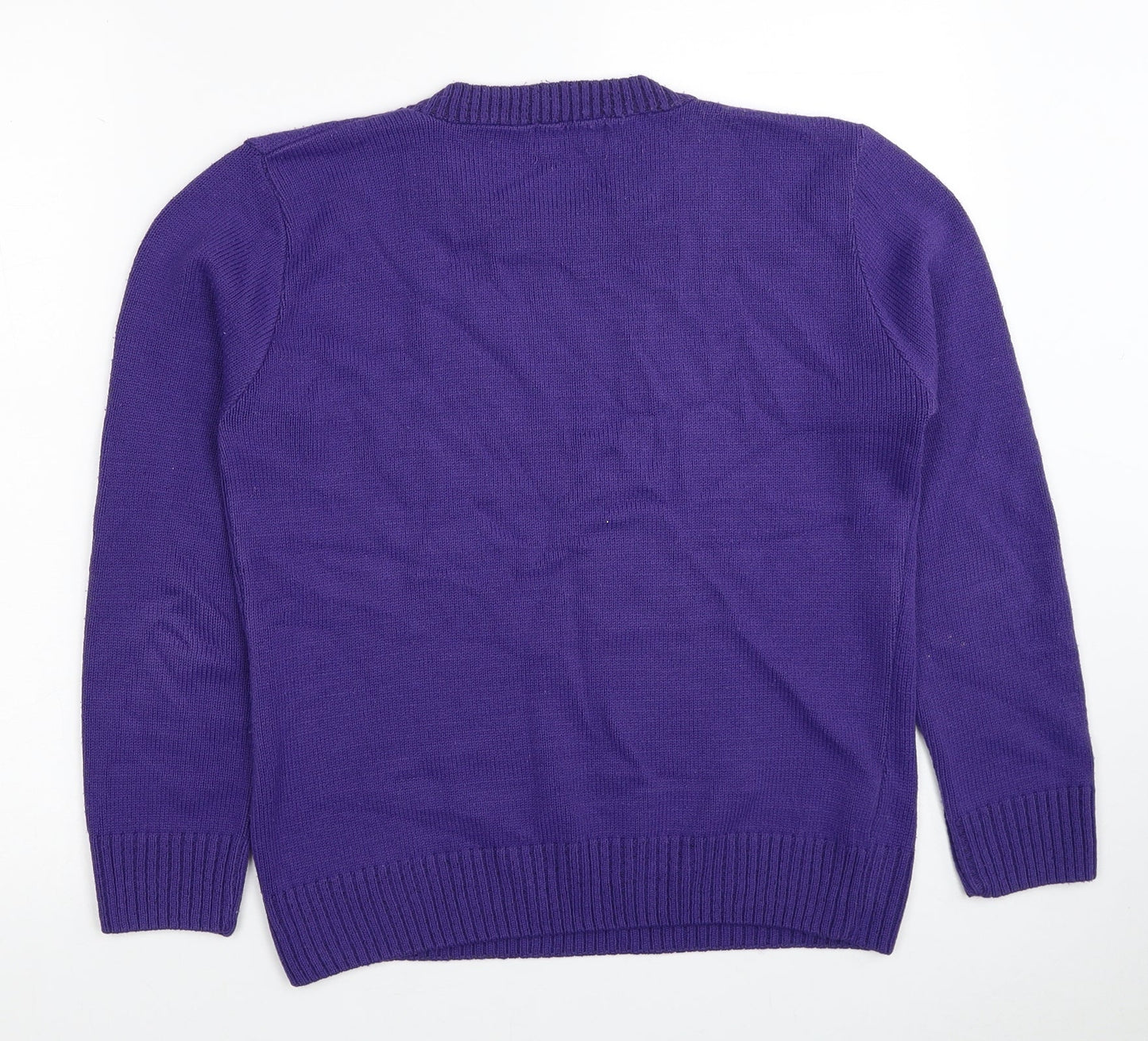 CHIC Womens Purple Round Neck Acrylic Pullover Jumper Size S - Size S/M