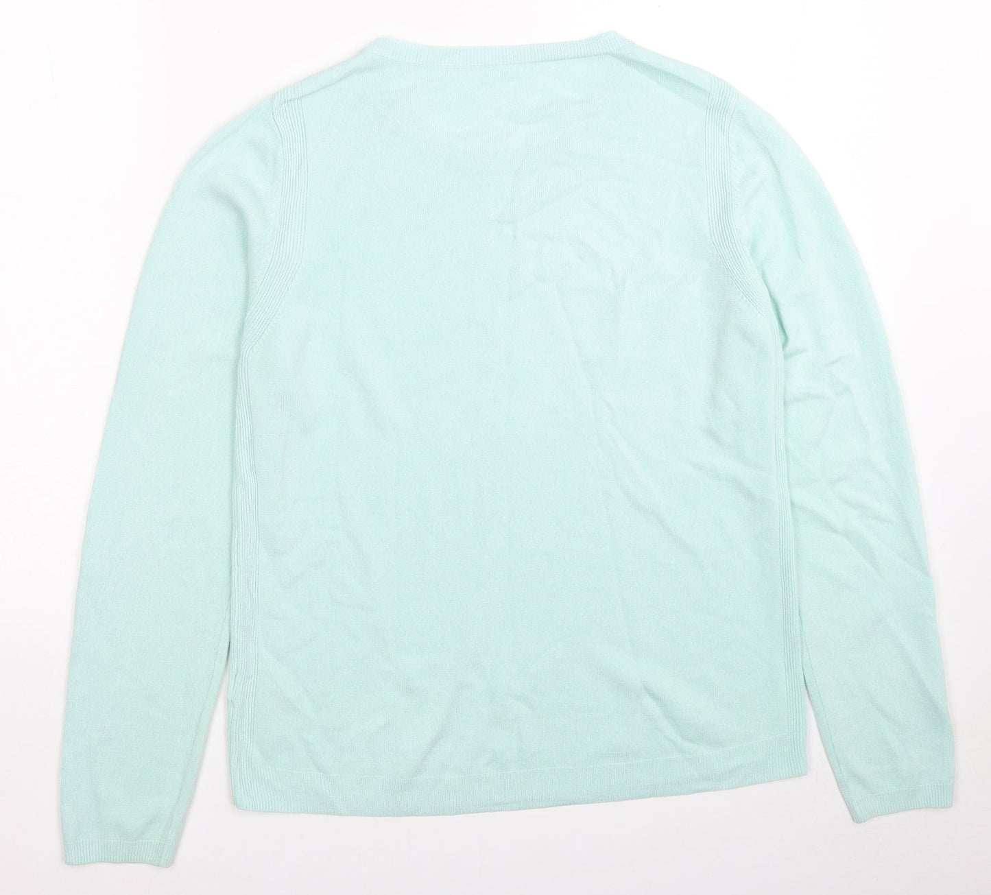 Marks and Spencer Womens Blue Round Neck Acrylic Pullover Jumper Size 10