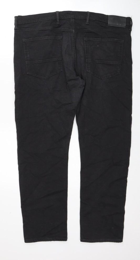 Marks and Spencer Womens Black Cotton Straight Jeans Size 40 in L29 in Regular Zip