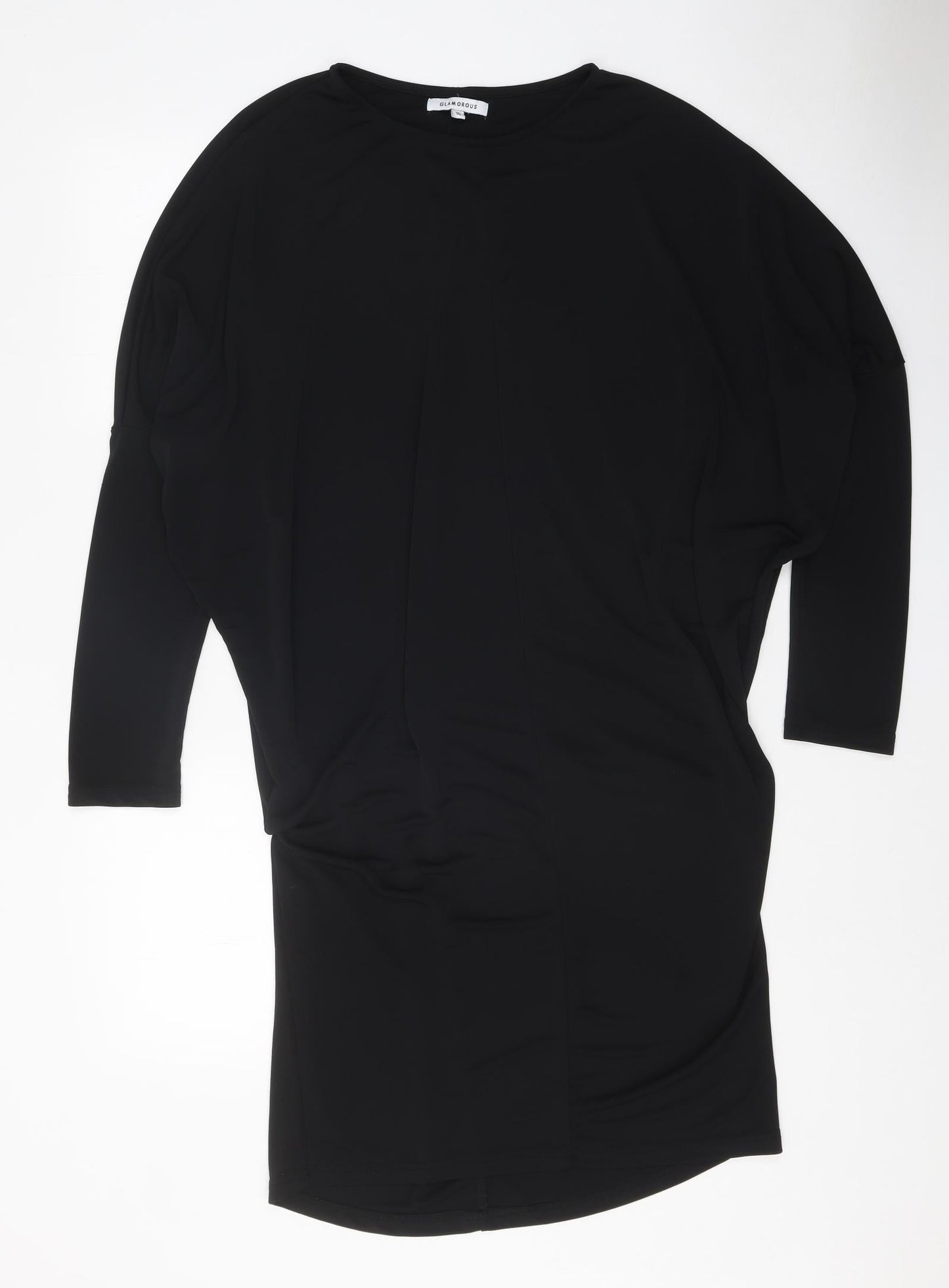 Glamorous Womens Black Polyester Sheath Size 16 Round Neck Pullover