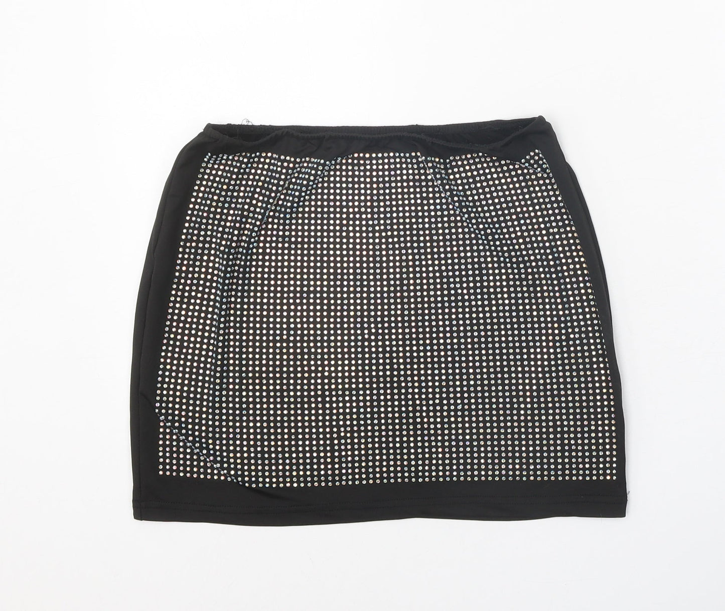 Preworn Womens Black Geometric Polyester Mini Skirt Size S