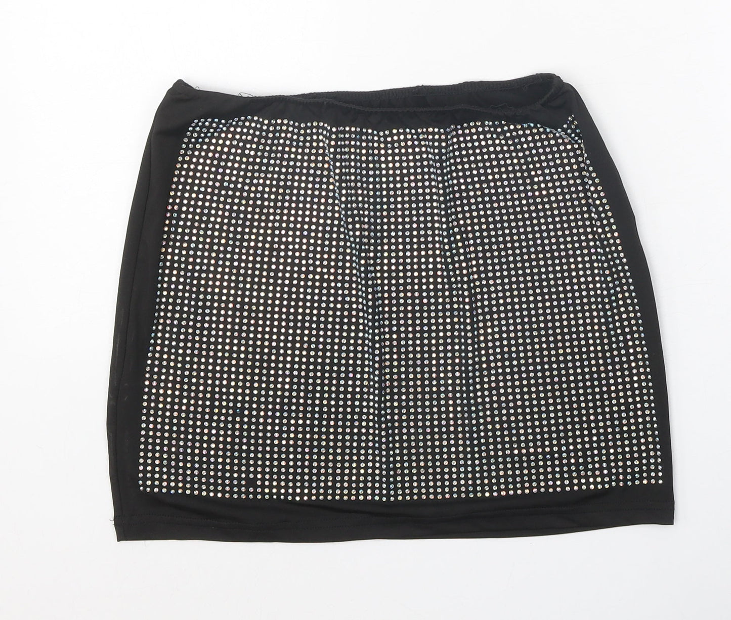 Preworn Womens Black Geometric Polyester Mini Skirt Size S