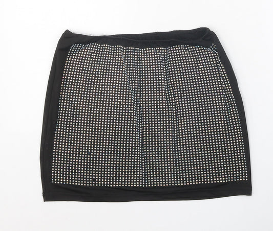 Preworn Womens Black Geometric Polyester Mini Skirt Size S
