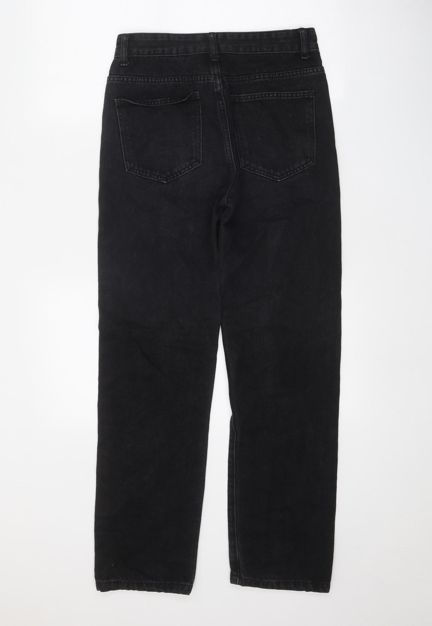 Preworn Womens Black Cotton Straight Jeans Size 27 in Regular Zip - Zip Detail