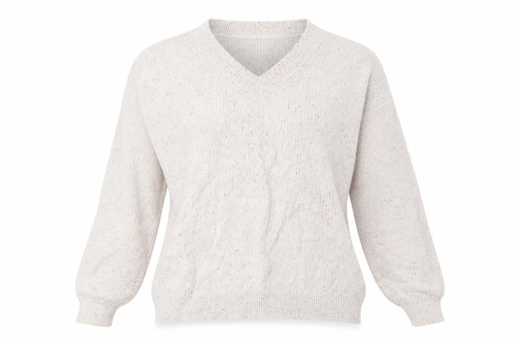 Marks and Spencer Womens Beige V-Neck Cotton Pullover Jumper Size M