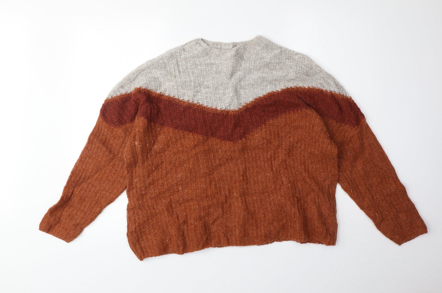 Preworn Womens Brown Round Neck Acrylic Pullover Jumper Size M