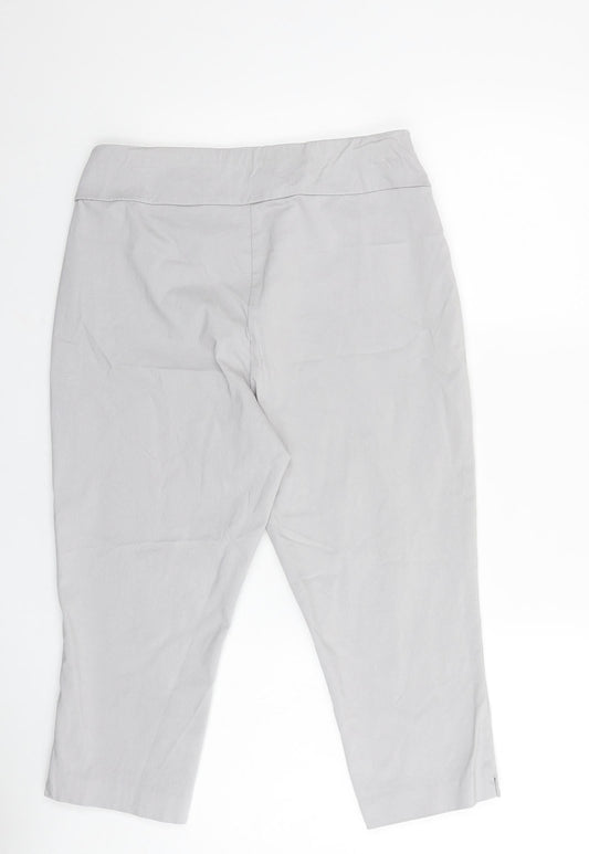 Ella J Womens Grey Polyester Cropped Trousers Size 12 L20 in Regular