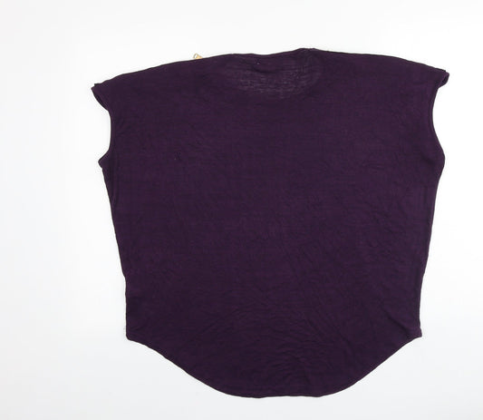 Apricot Womens Purple Viscose Basic T-Shirt Size 12 Round Neck