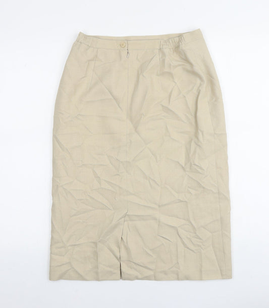 EWM Womens Beige Polyester Straight & Pencil Skirt Size 12 Zip