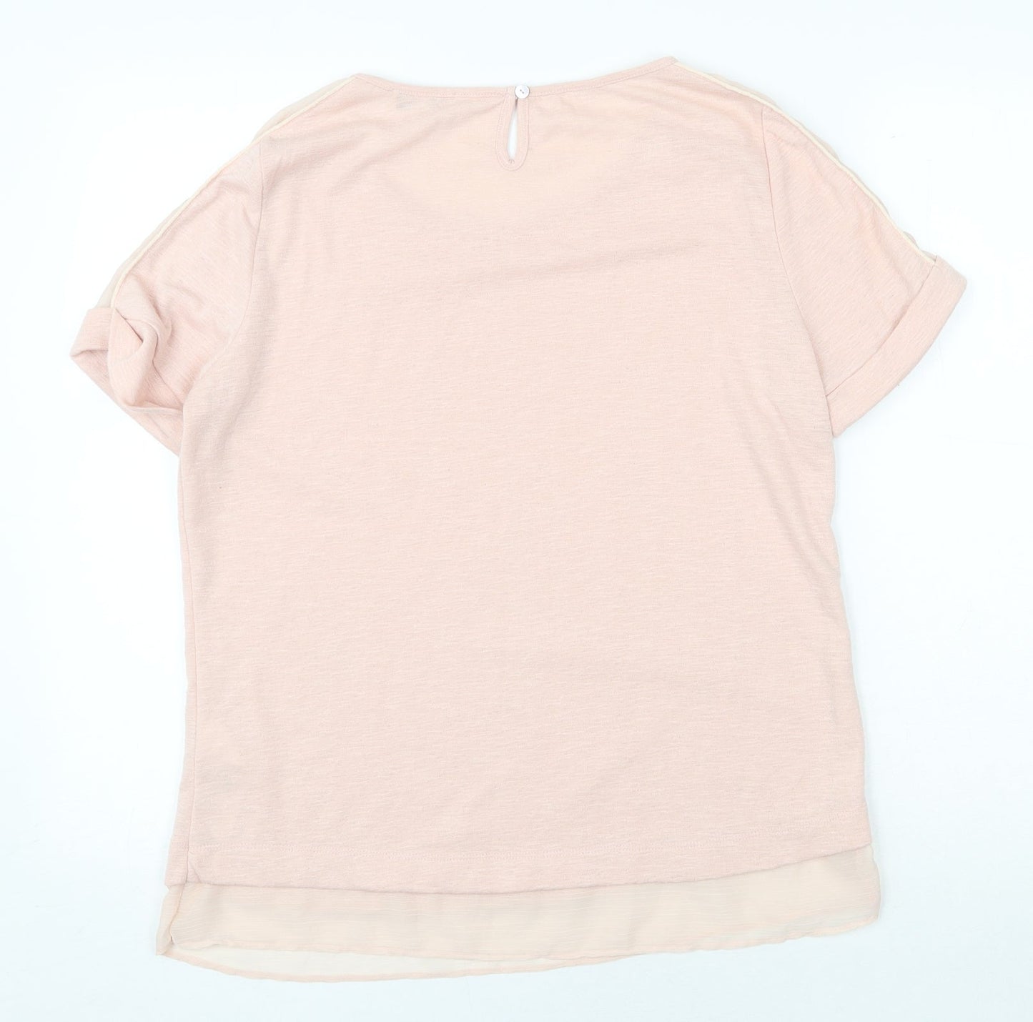 RJR.John Rocha Womens Pink Polyester Basic T-Shirt Size 12 Round Neck