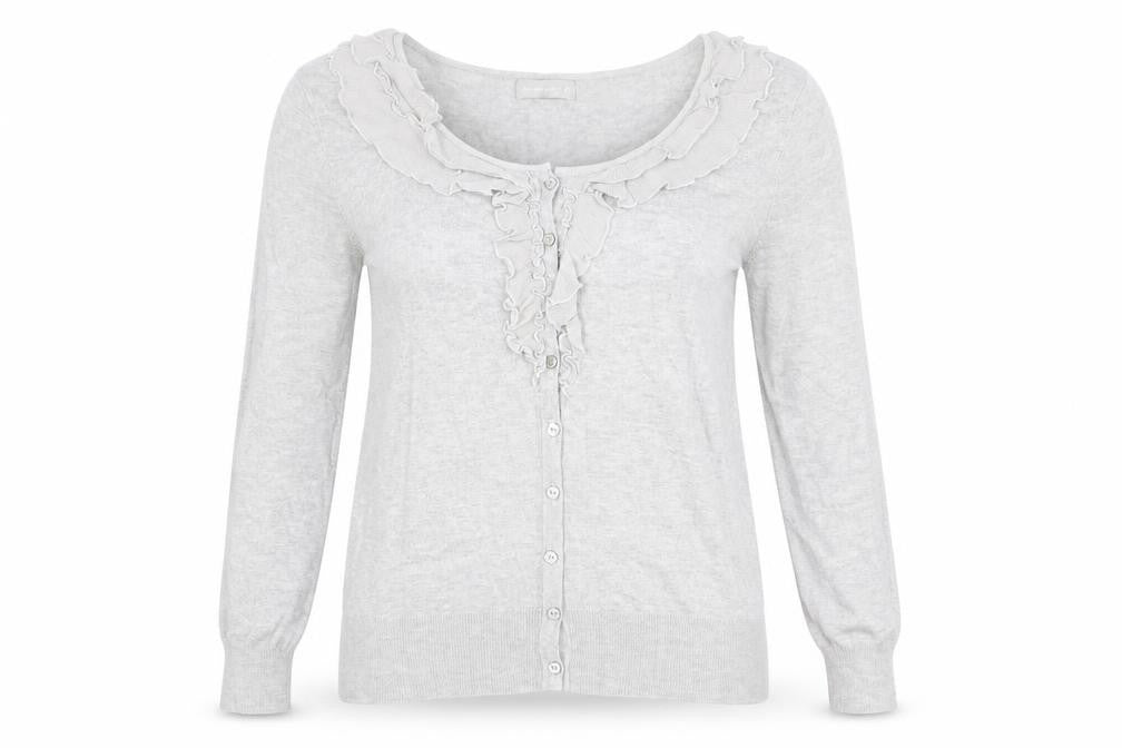 Per Una Womens Grey Scoop Neck Acrylic Cardigan Jumper Size 12