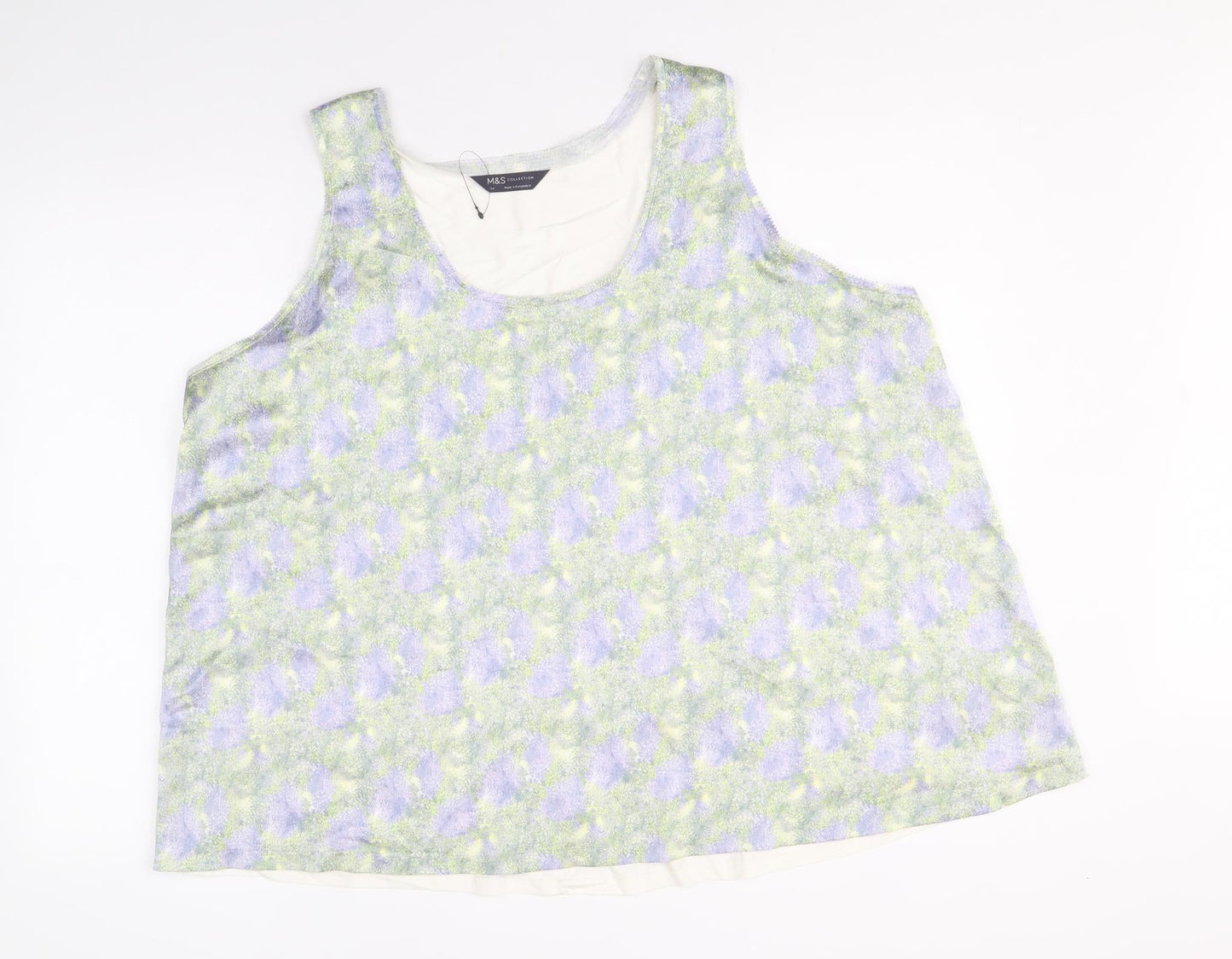 Marks and Spencer Womens Multicoloured Geometric Polyester Basic Tank Size 24 Scoop Neck