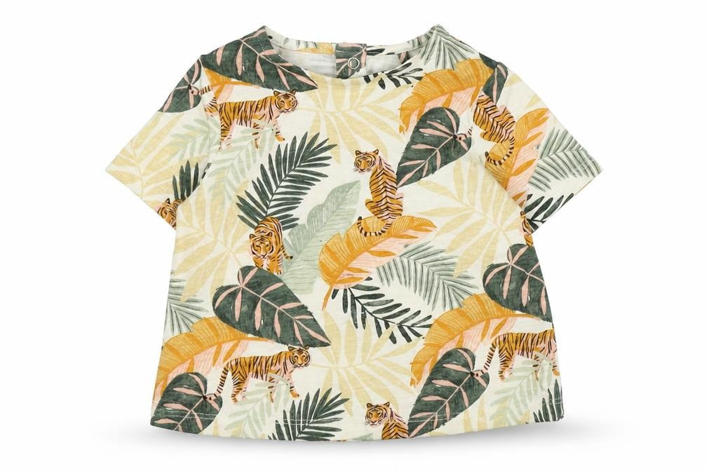TU Girls Multicoloured Geometric 100% Cotton Basic T-Shirt Size 6-9 Months Round Neck Snap