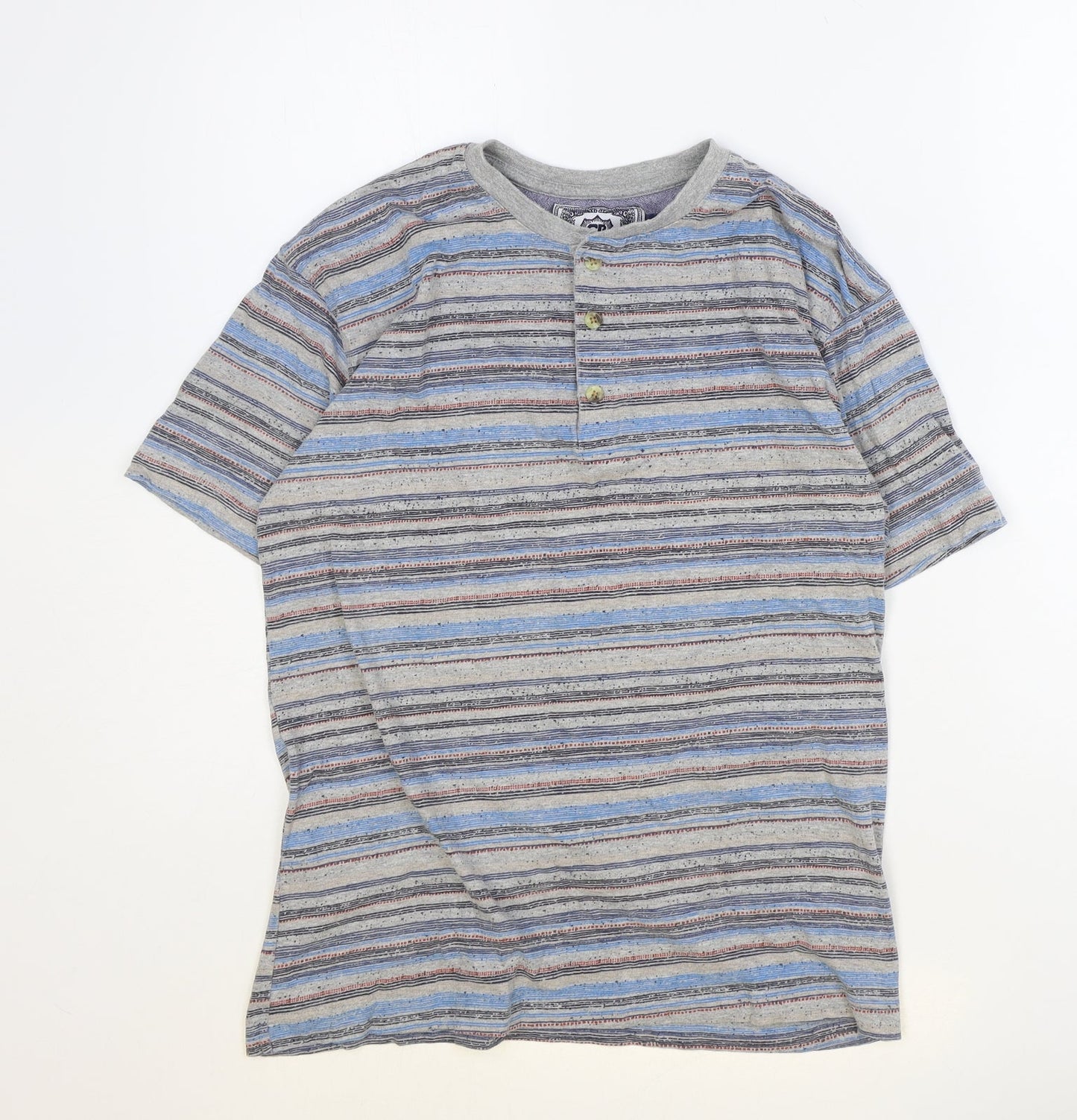 Cargo Bay Womens Multicoloured Striped Cotton Basic T-Shirt Size S V-Neck