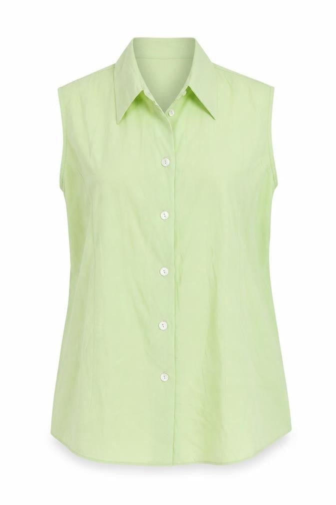 Select Womens Green Polyester Basic Button-Up Size 14 Collared