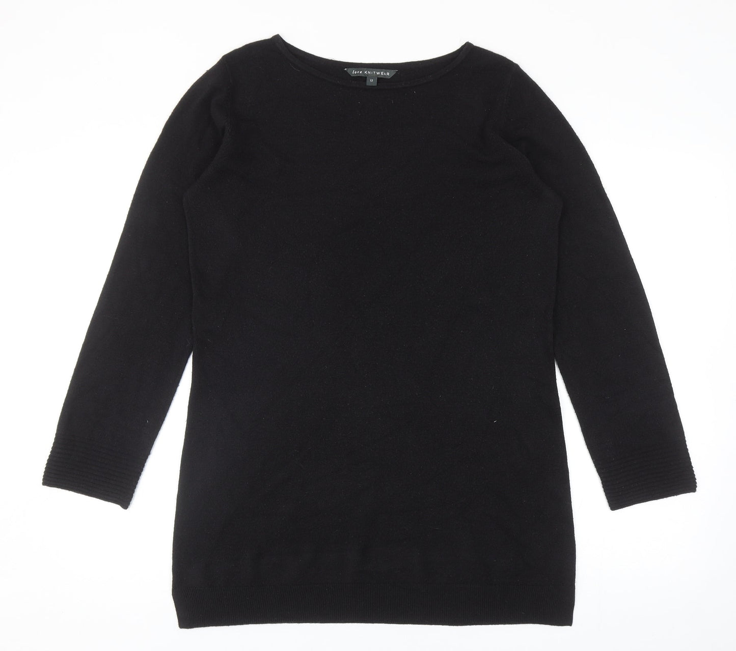 Bonmarché Womens Black Roll Neck Acrylic Pullover Jumper Size 12