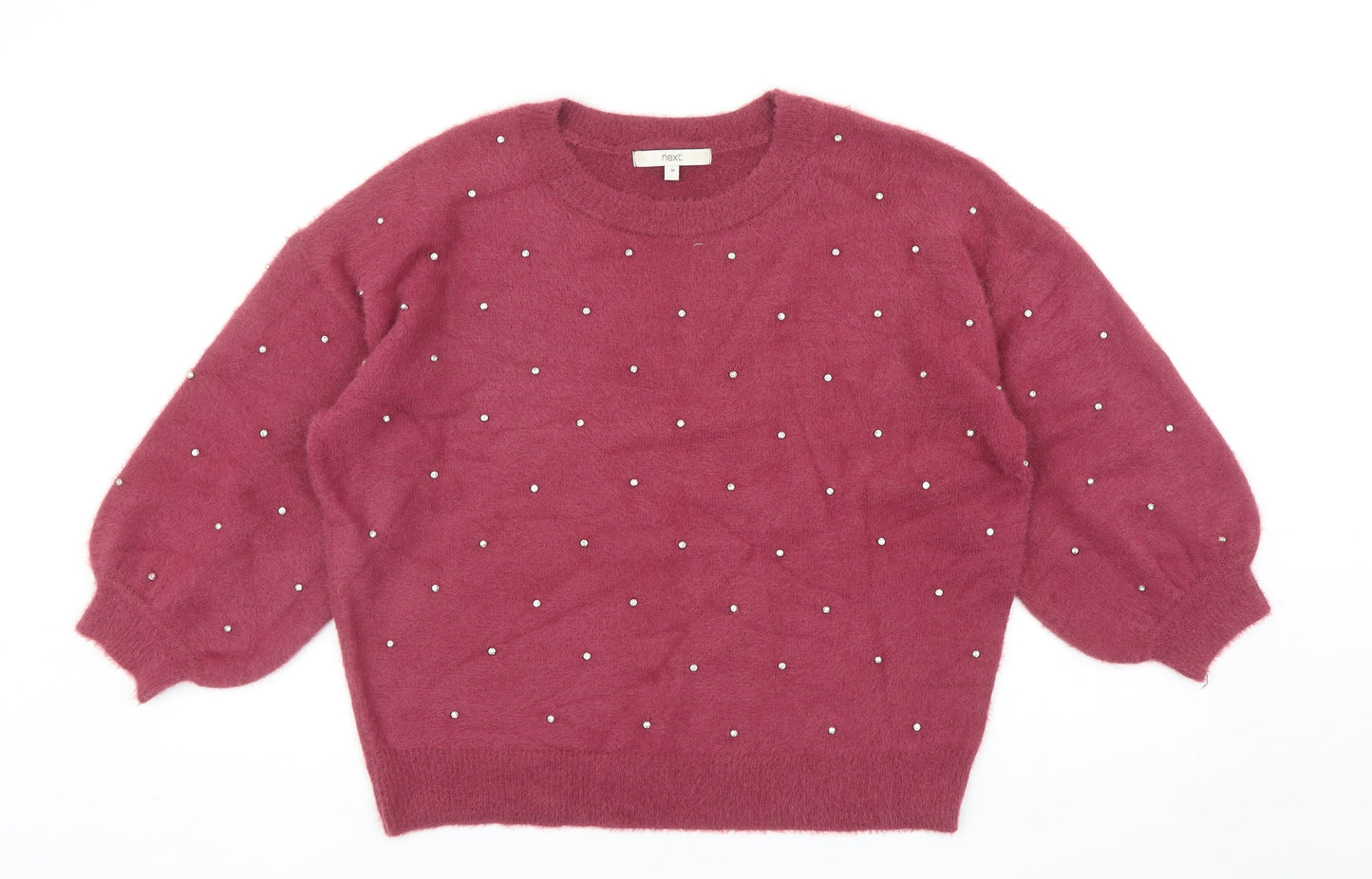 NEXT Womens Red Round Neck Polka Dot Nylon Pullover Jumper Size 14