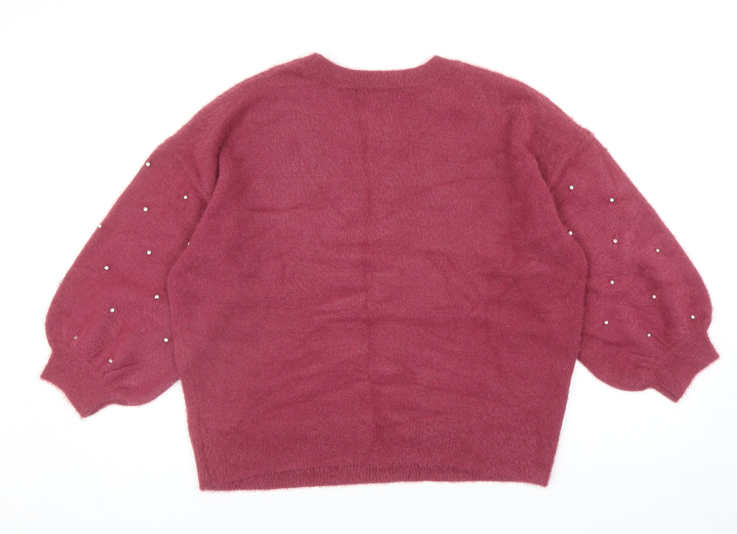 NEXT Womens Red Round Neck Polka Dot Nylon Pullover Jumper Size 14