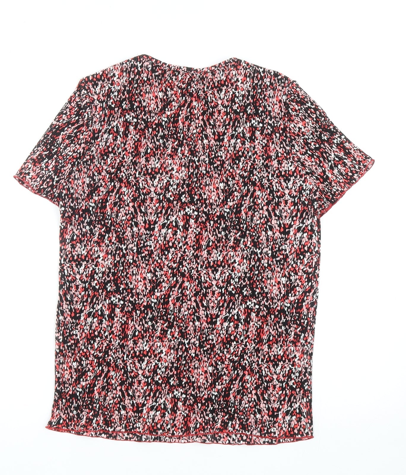Daxon Womens Multicoloured Geometric Polyester Basic T-Shirt Size 12 Round Neck