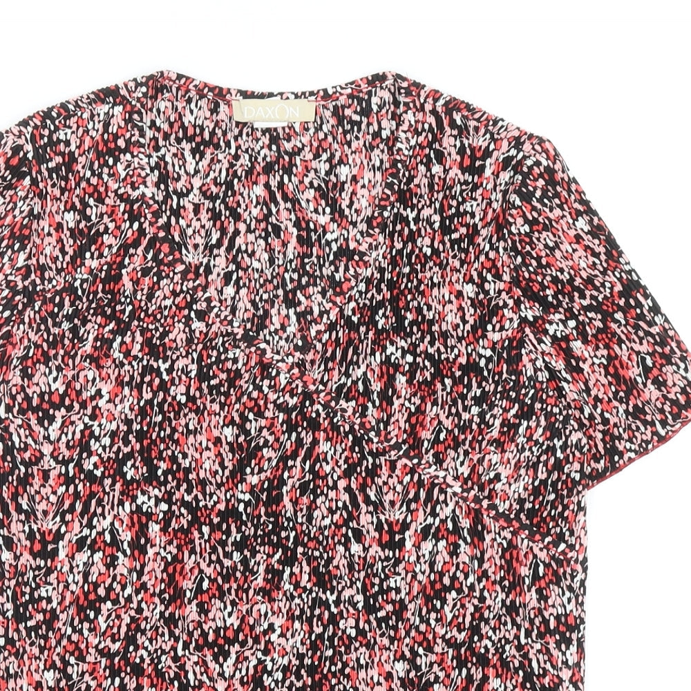 Daxon Womens Multicoloured Geometric Polyester Basic T-Shirt Size 12 Round Neck