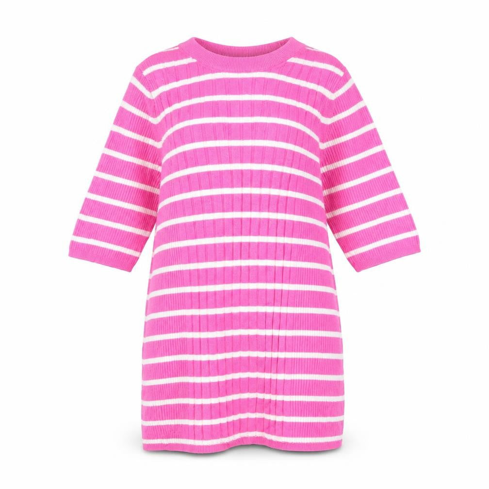 Marks and Spencer Womens Pink Round Neck Striped Viscose Pullover Jumper Size S