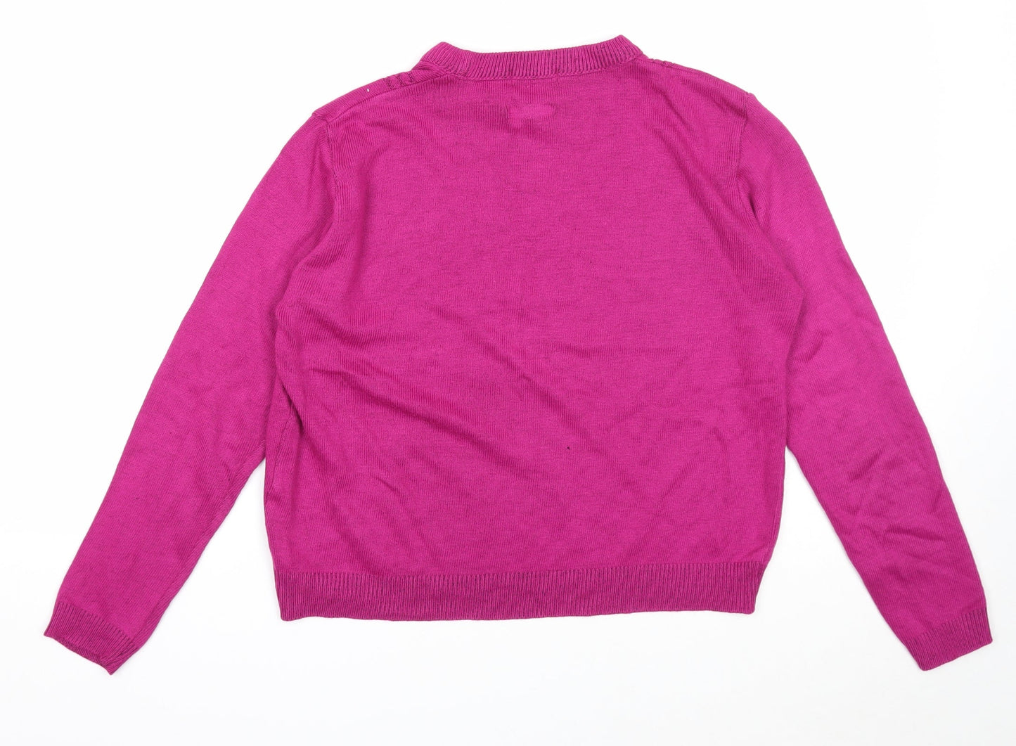 Envy Us Womens Pink Round Neck Acrylic Pullover Jumper Size M
