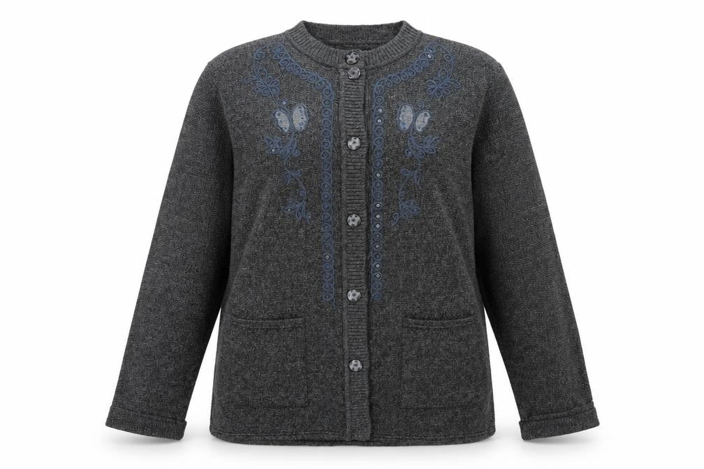 Xiaosa Fushi Womens Grey Roll Neck Cotton Cardigan Jumper Size 2XL