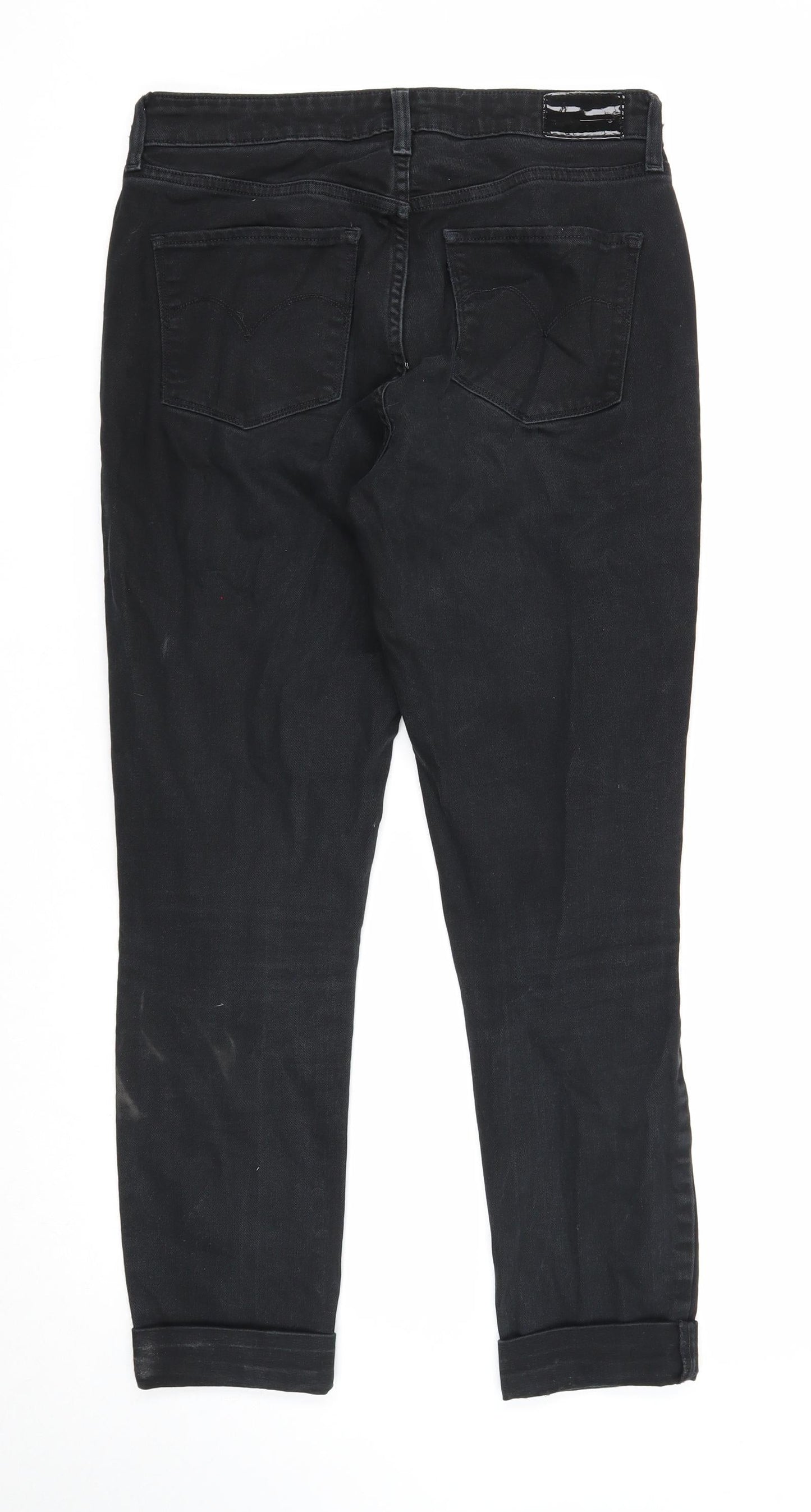 Preworn Womens Black Cotton Straight Jeans Size 29 in L31 in Regular Zip