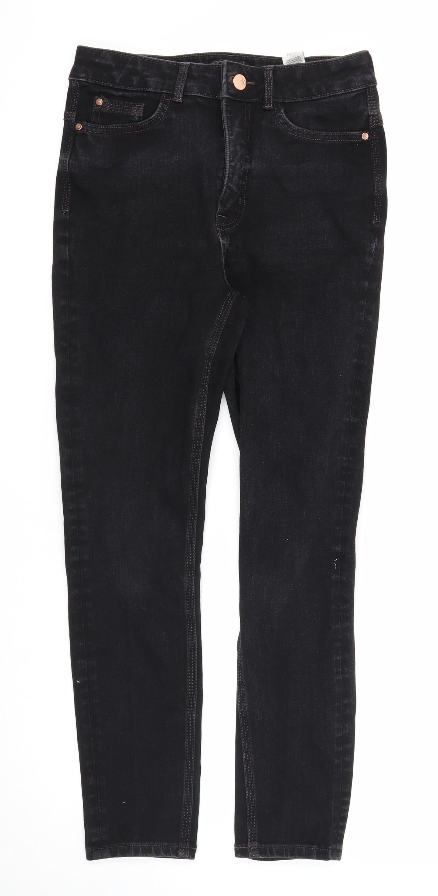Marks and Spencer Womens Black Cotton Skinny Jeans Size 10 Regular Zip