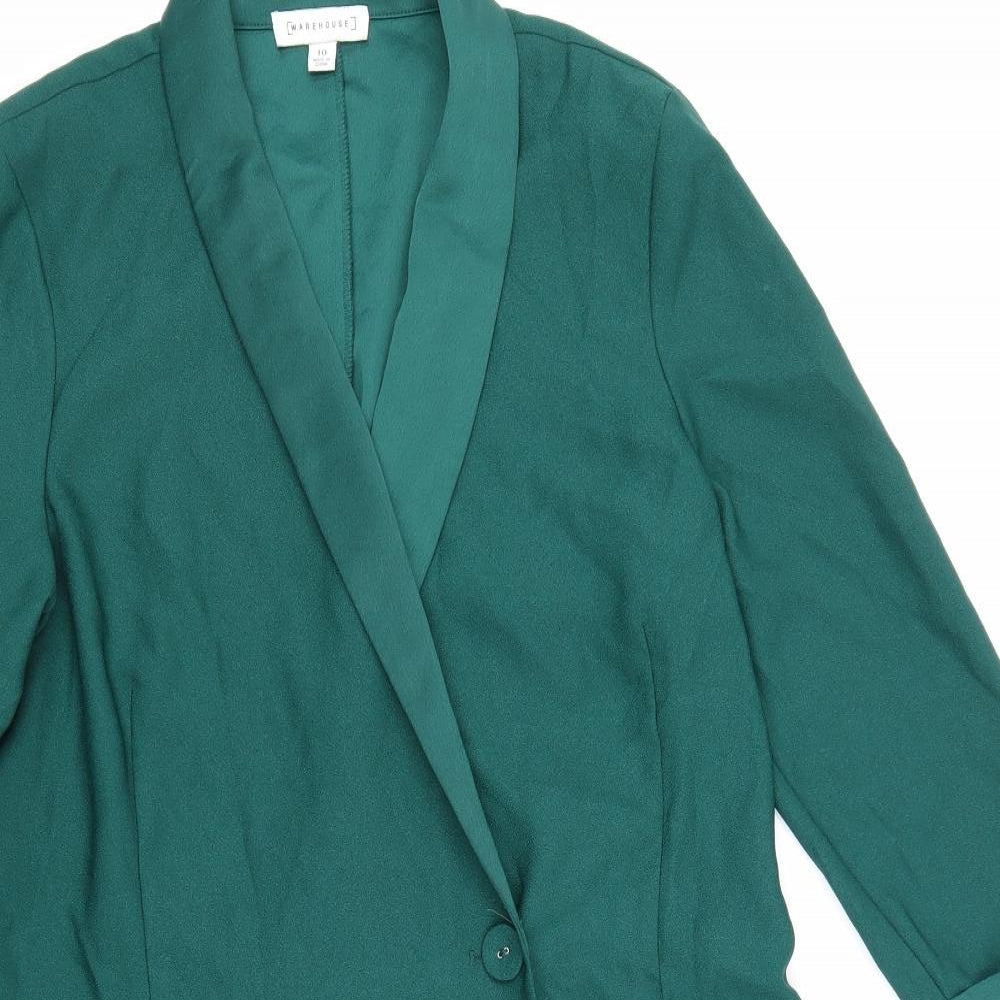 Warehouse Womens Green Overcoat Coat Size 10 Button