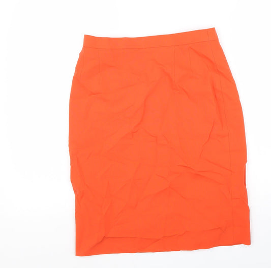 Laurèl Womens Orange Wool Straight & Pencil Skirt Size S Zip