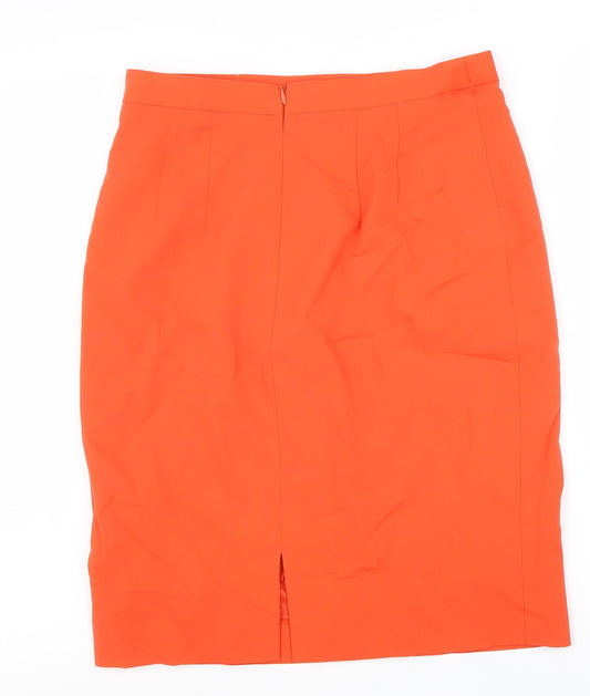 Laurèl Womens Orange Wool Straight & Pencil Skirt Size S Zip