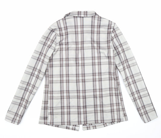PRETTYLITTLETHING Womens Beige Plaid Jacket Size 8 Button