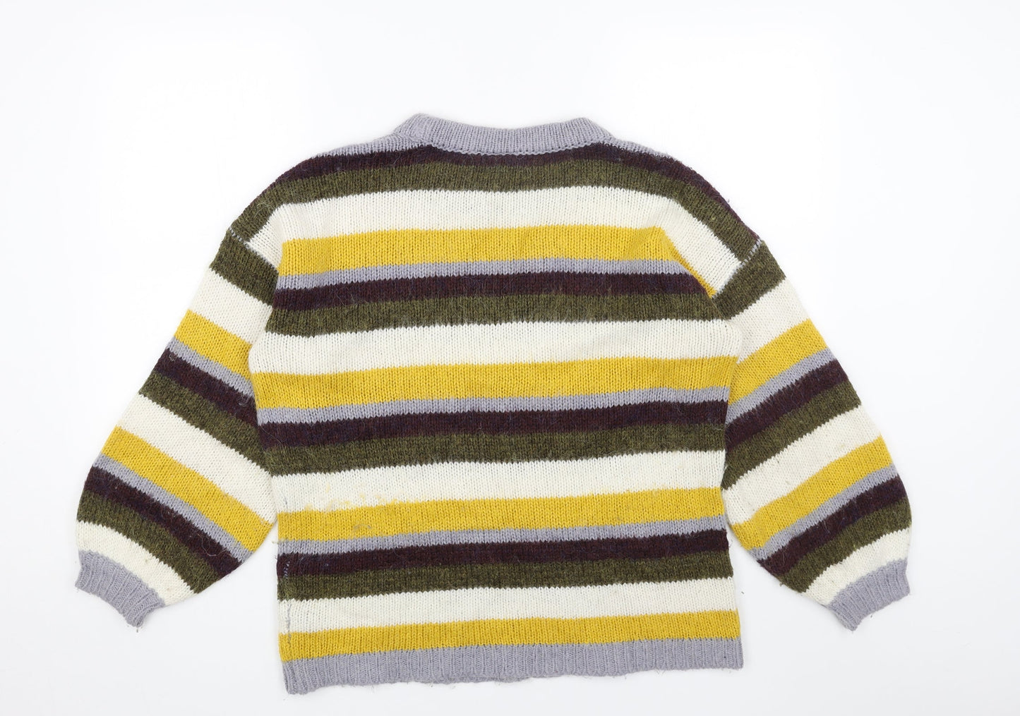 Topshop Womens Multicoloured Roll Neck Striped Acrylic Pullover Jumper Size 8