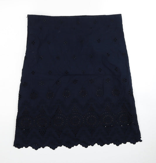 Preworn Womens Blue Geometric Polyester Straight & Pencil Skirt Size 36 in Zip