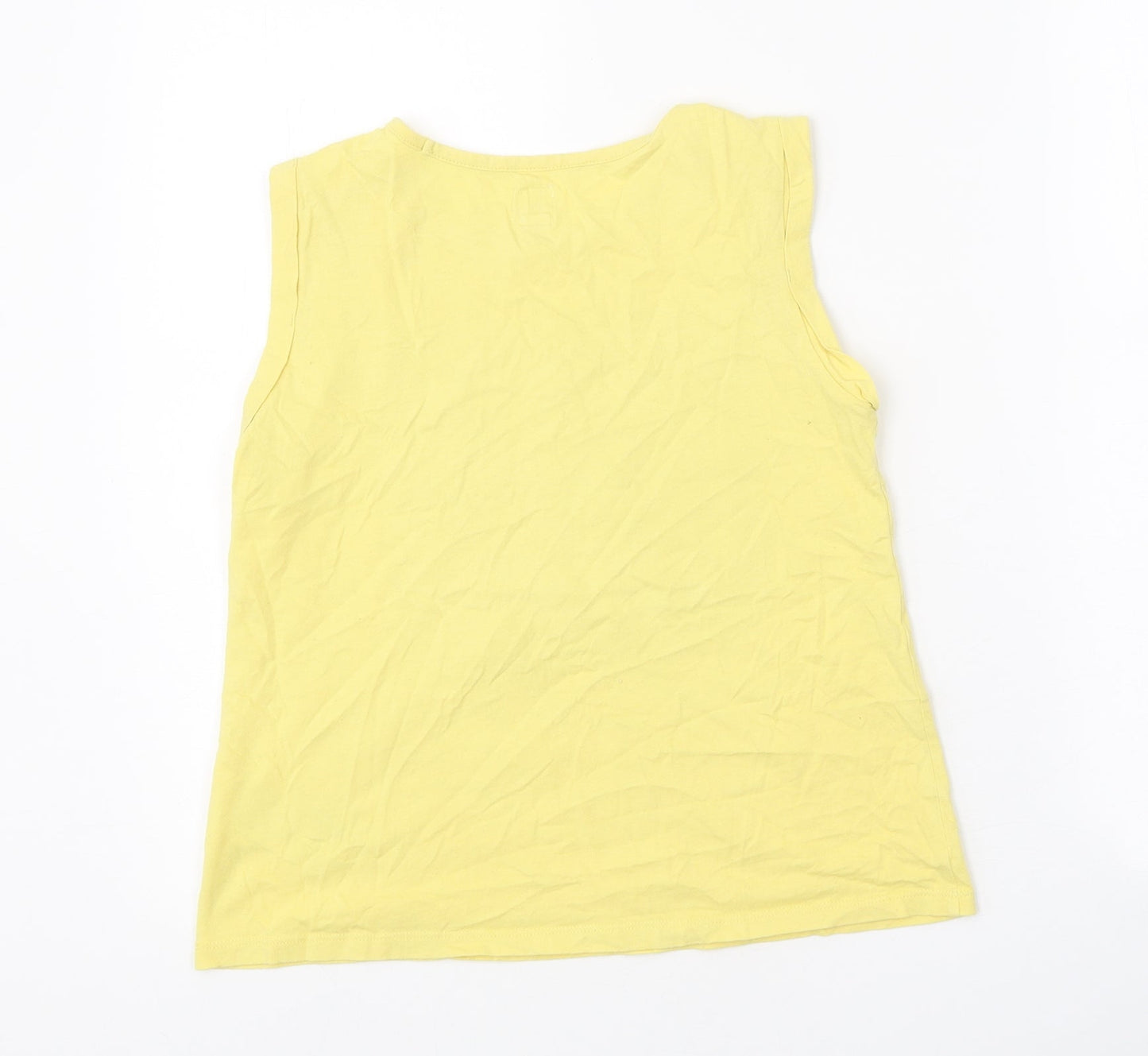 Gap Girls Yellow 100% Cotton Basic Tank Size 10-11 Years Round Neck Pullover - Butterfly