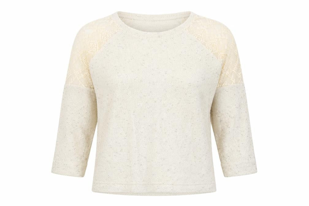 NEXT Womens Beige Round Neck Geometric Cotton Pullover Jumper Size 8