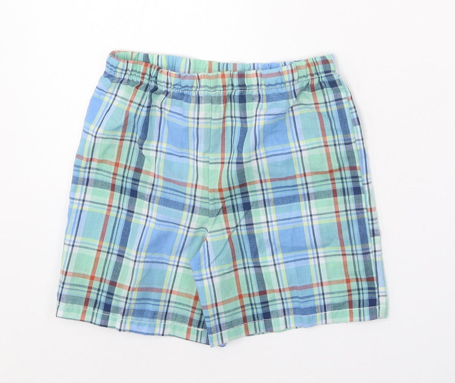 Peacocks Boys Blue Plaid Polyester Bermuda Shorts Size 5-6 Years Regular
