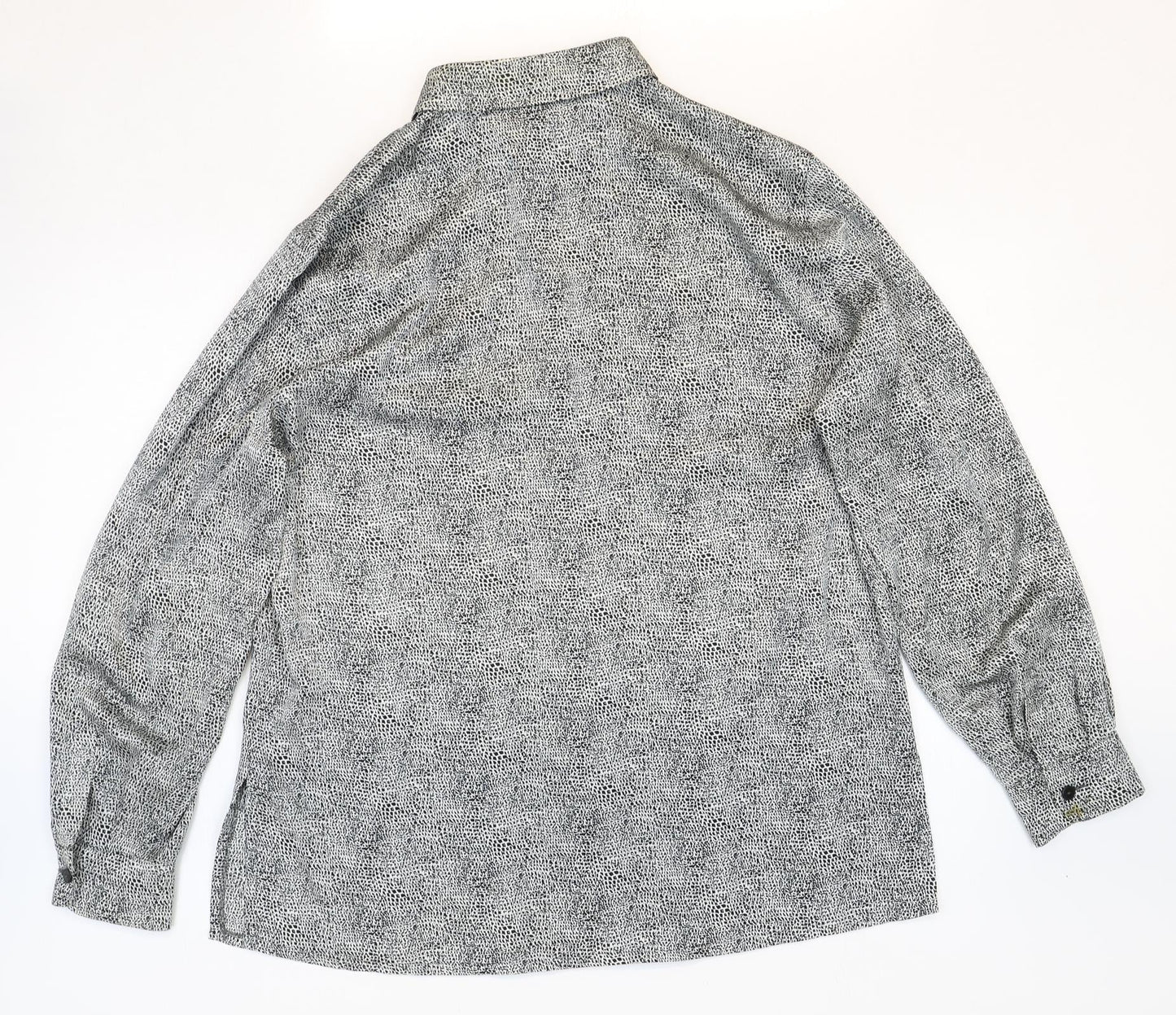 Basler Womens Grey Geometric Polyester Basic Button-Up Size 44 V-Neck