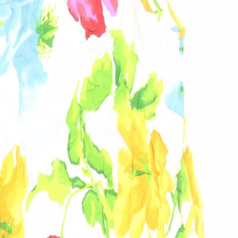 Marks and Spencer Womens White Floral Viscose Tank Dress Size 40 Round Neck Pullover