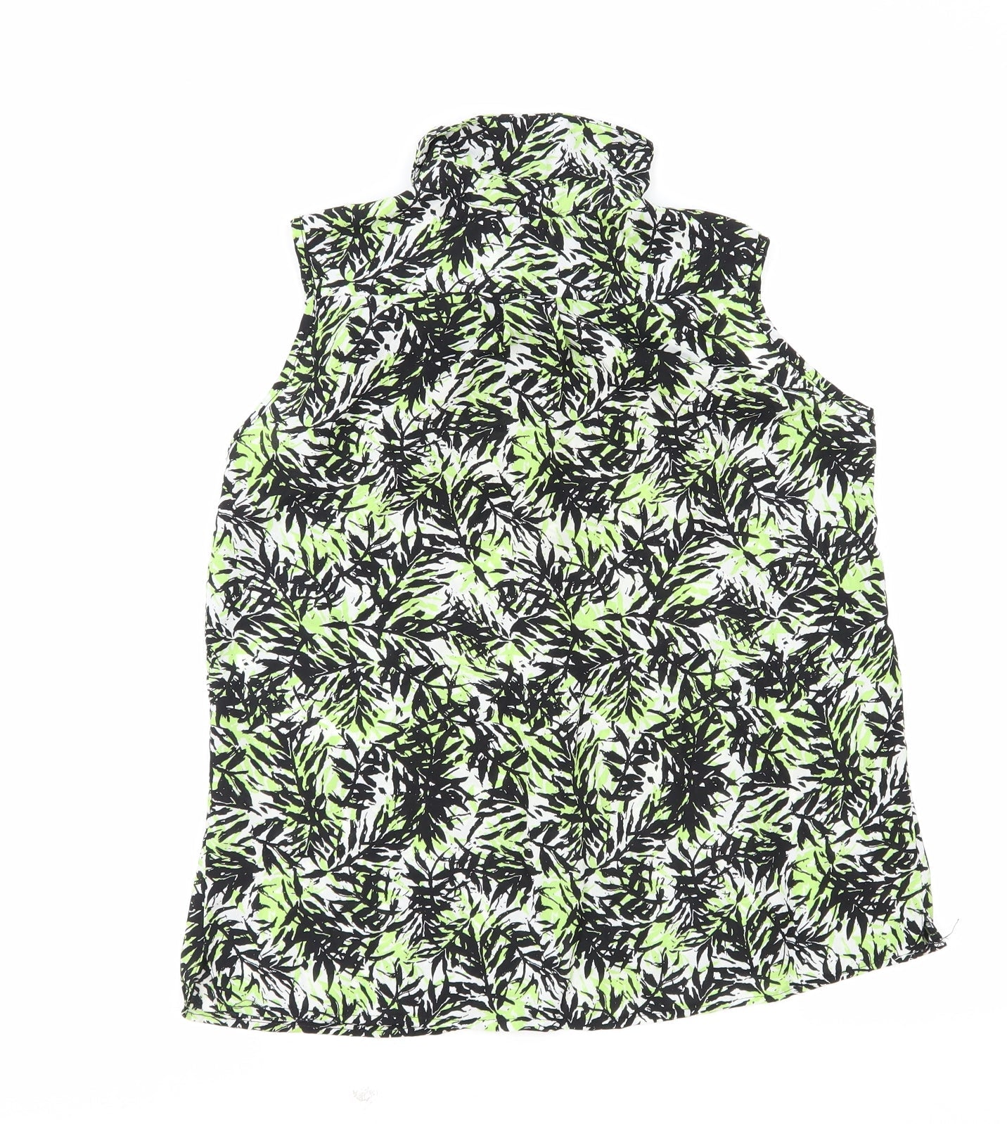 Dorothy Perkins Womens Green Geometric Viscose Basic Blouse Size 10 Collared - Leaf Print