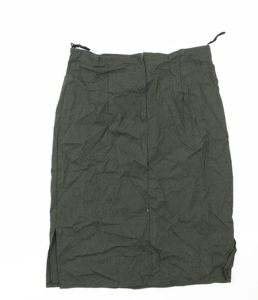 Preworn Womens Green Elastane Straight & Pencil Skirt Size 14 Zip